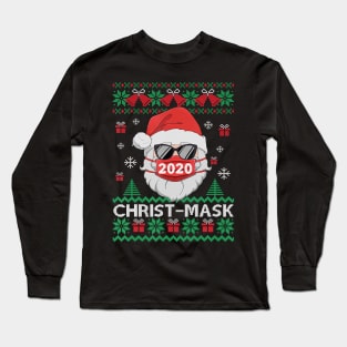 Santa Face Mask Ugly Christmas Sweater 2020 Family Group Pajamas Long Sleeve T-Shirt